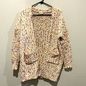 Long Multi Color Pom Pom Drop Shoulder Sweater